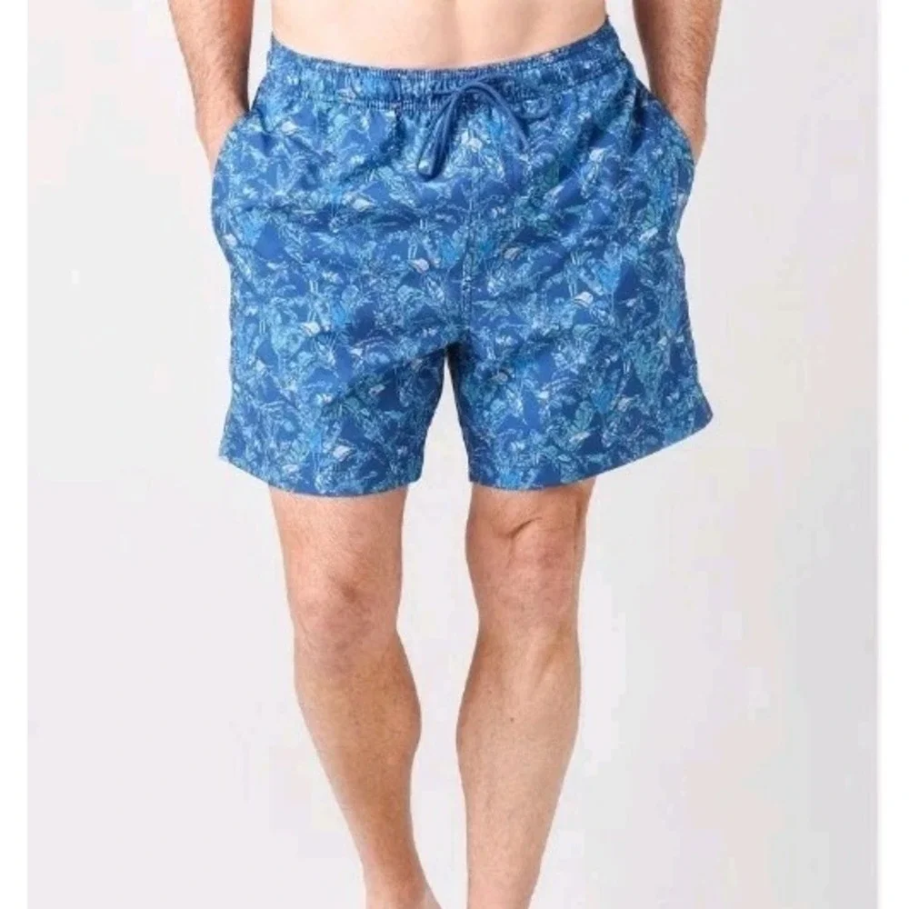 SOUTHERN TIDEMen's Banana Leaf Swim Trunk‎ Board Shorts Blue Tropical Sz XL NEW